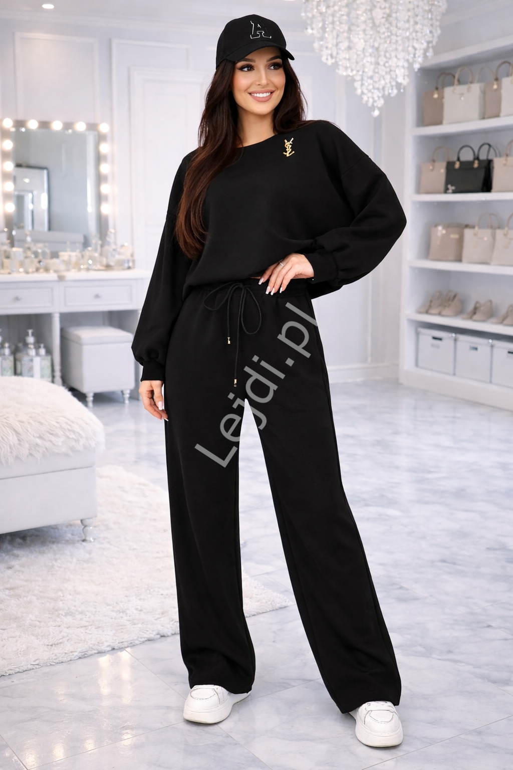 Czarny komplet damski BETTER NOW z broszk� 2193