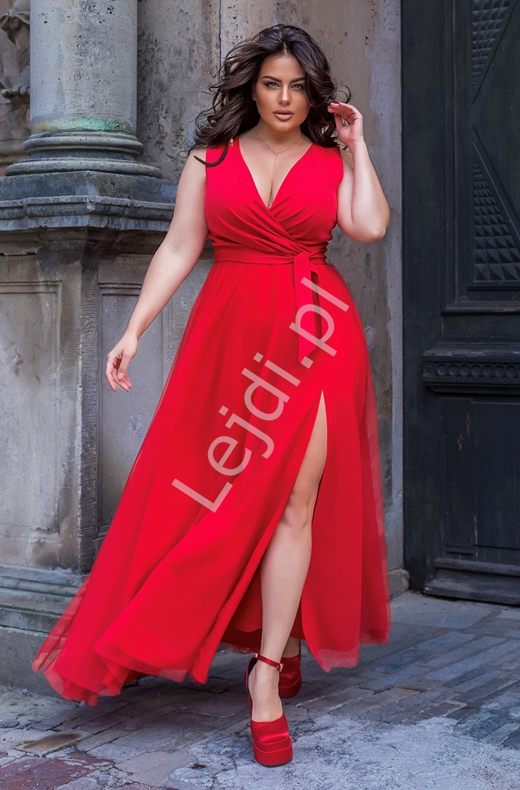 Image of Czerwona suknia Plus Size na studniówkę, wesele, sylwestra HB248