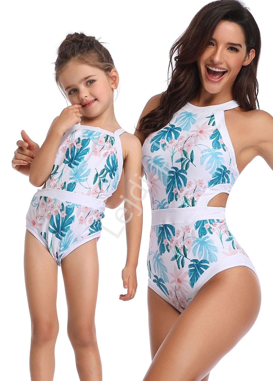 Image of Jednoczęściowy strój kąpielowy dla mamy i córki na plaże i basen