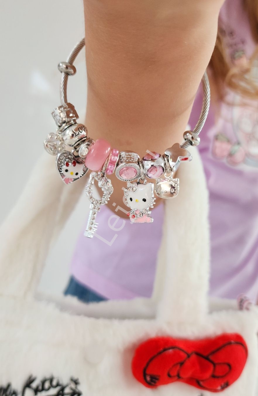 Bransoletka modułowa Hello Kitty z kryształkowym kluczem