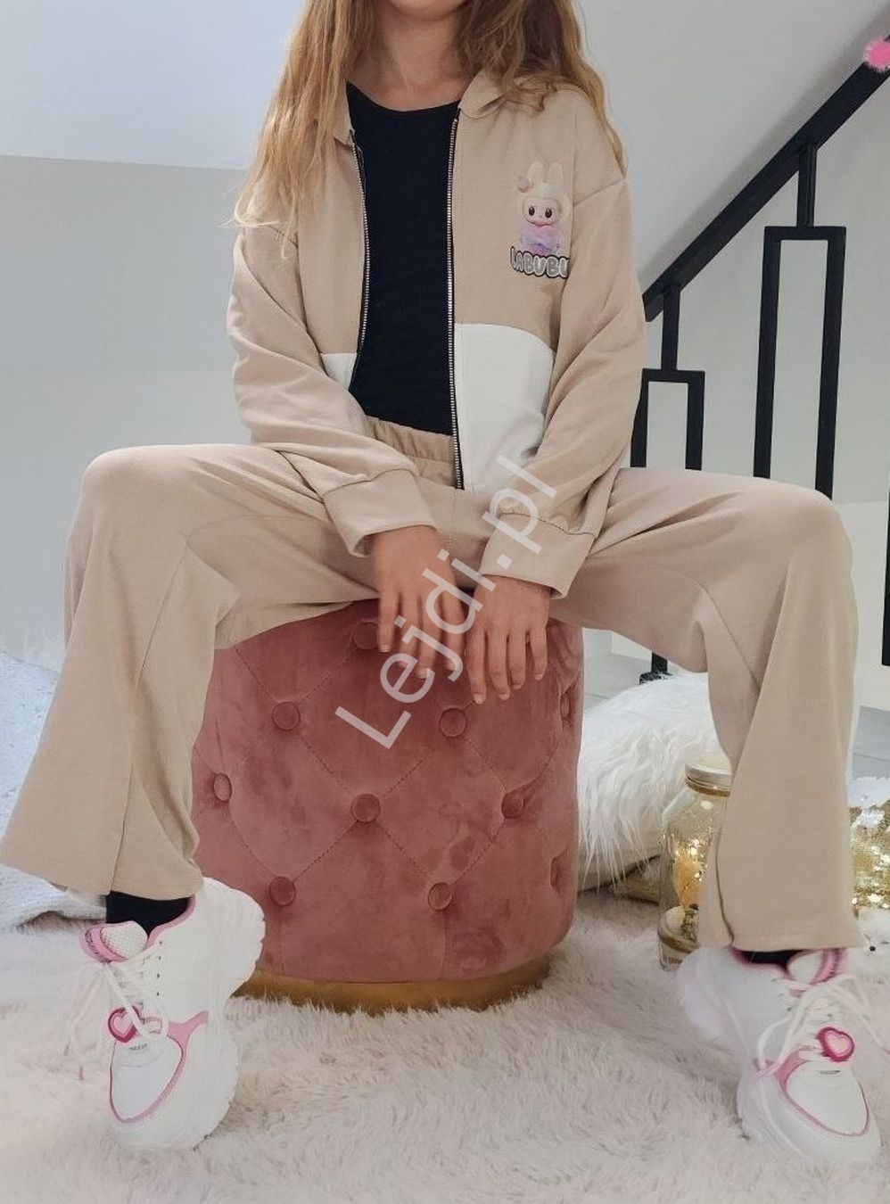 Dres baweniany z szerokimi nogawkami z lampasami LABUBU