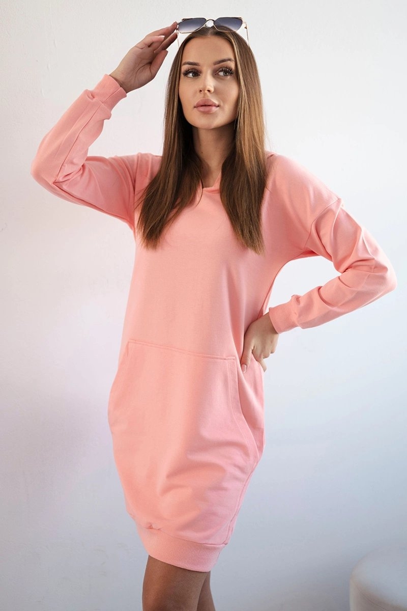 Sukienka z kapturem morelowa 67292
