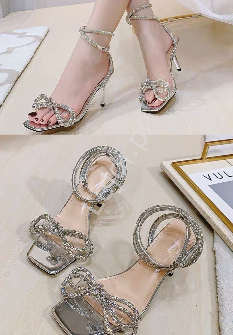 Szpilki z kokard krysztakow 4741