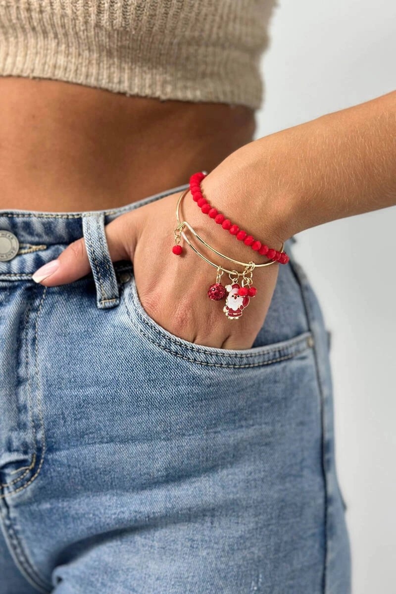 Bransoletka z motywem witecznym SL11-2 Mikoaj z Workiem czerwony