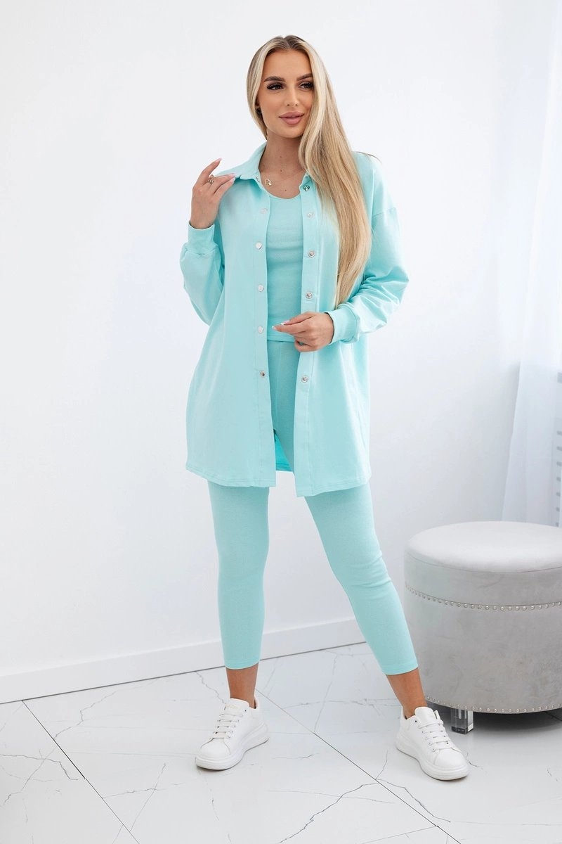 Image of Komplet 3-częściowy bluza, top i legginsy miętowa 9452