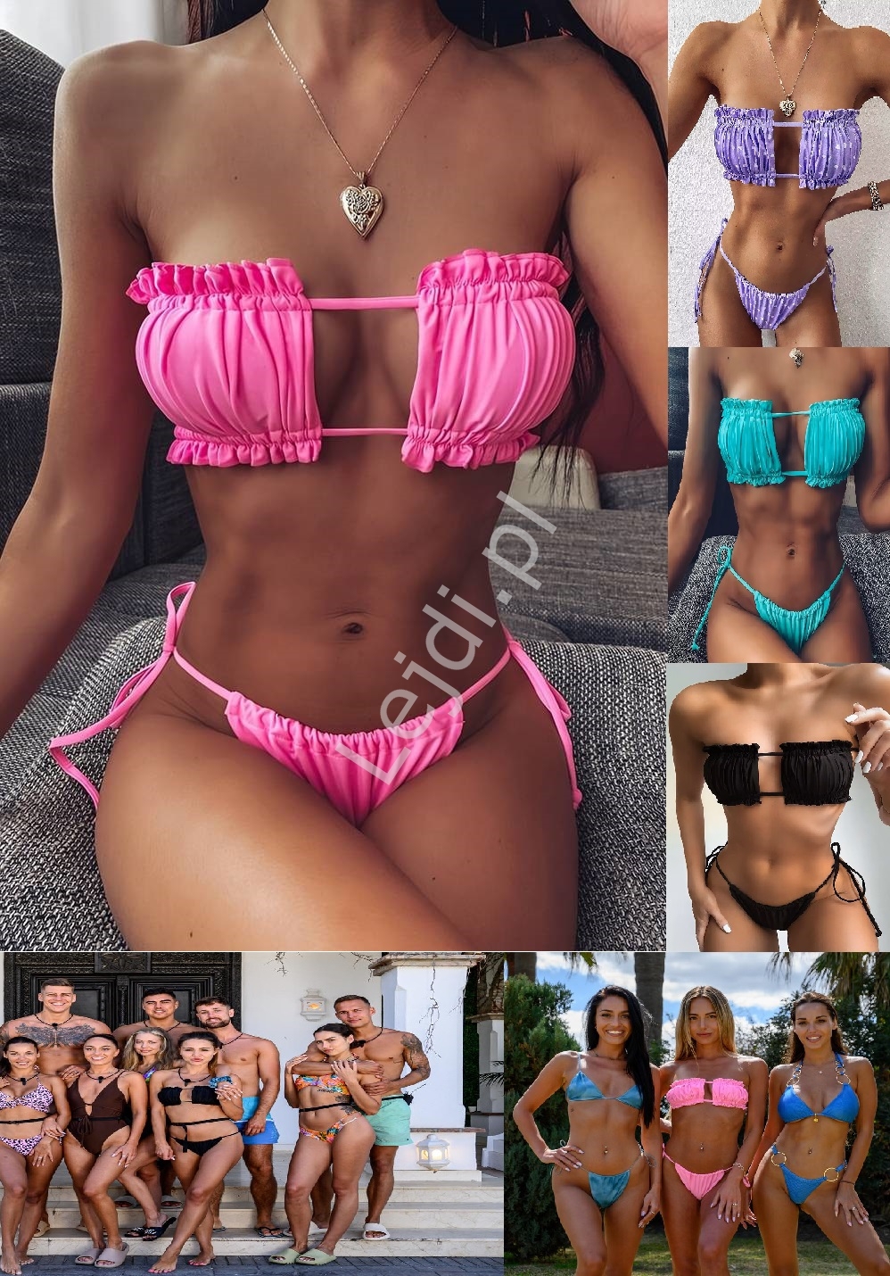 Bikini z drapowaniem, Love Island Julia, 4 kolory