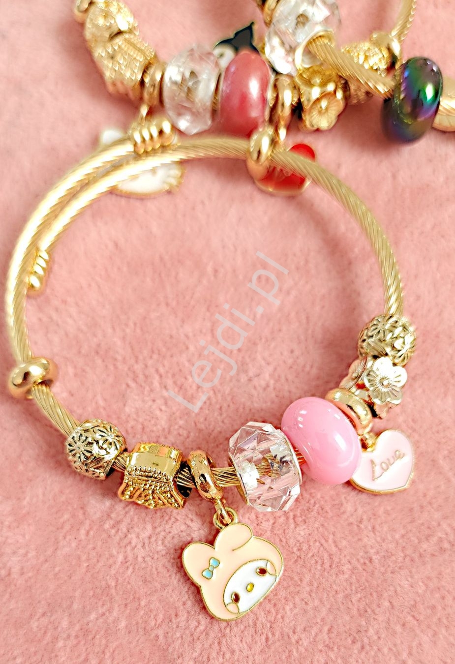 Bransoletka modułowa z charmsami My Melody dla dziewczynki, prezent na Święta, prezent na Dzień dziecka urodziny