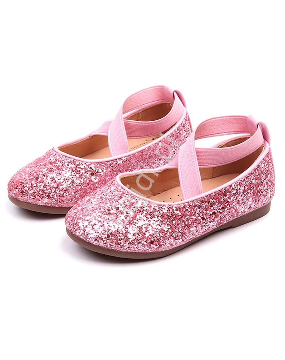 Image of Brokatowe buty dla dziewczynki, błyszczące dziecięce baleriny w różowym kolorze 251