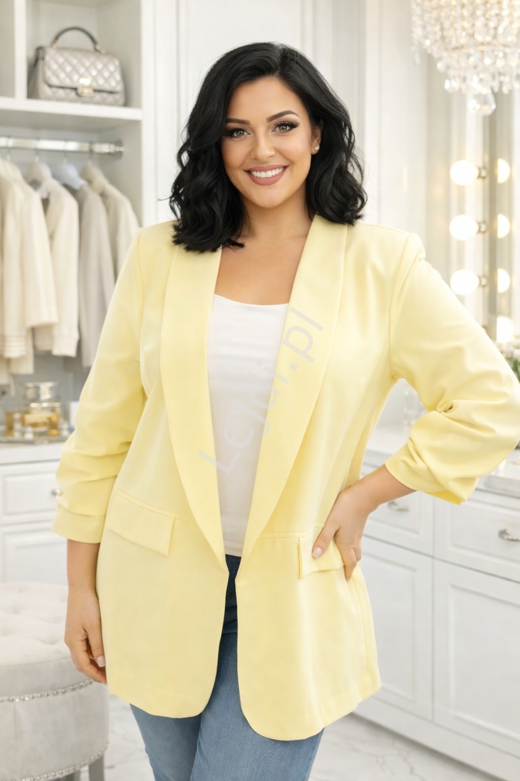 Marynarka damska Plus Size cytrynowa 1085