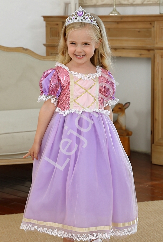 Image of Sukienka dla dziewczynki strój Roszpunka, Zaplątani na bal karnawałowy R028