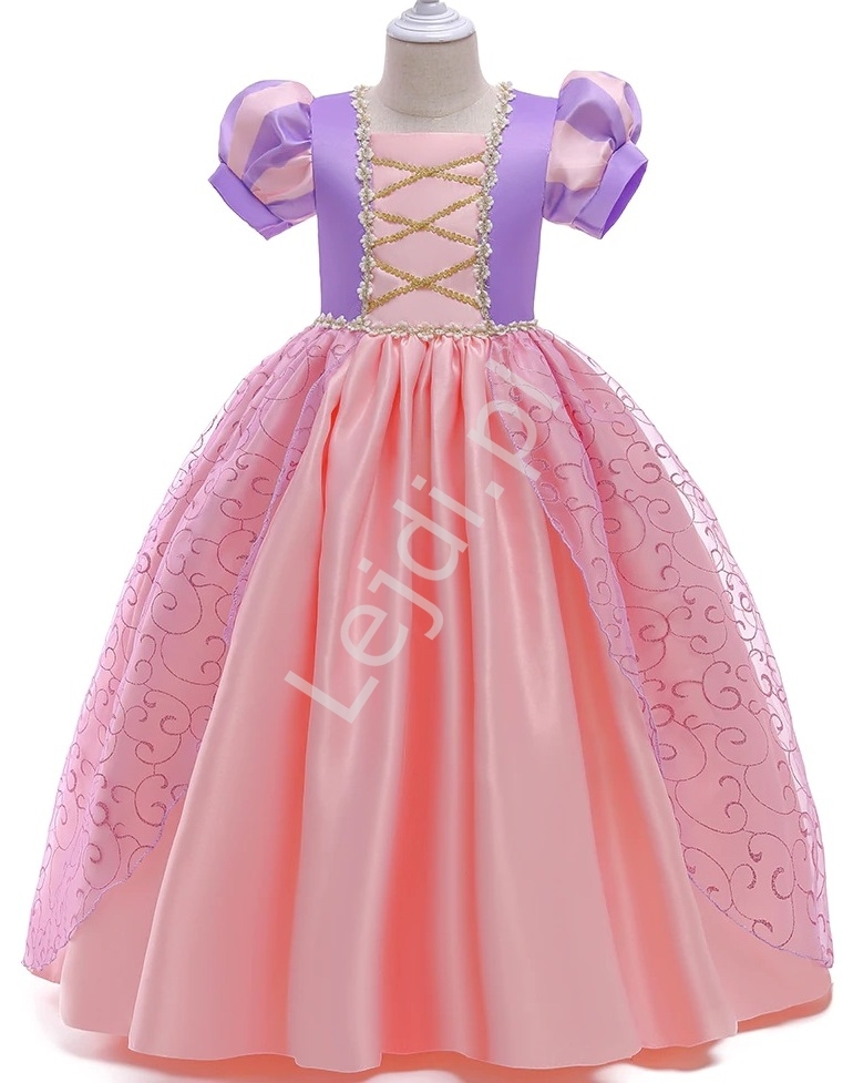 Image of Sukienka dla dziewczynki jasny róż , strój Roszpunki Zaplątani na bal karnawałowy R025