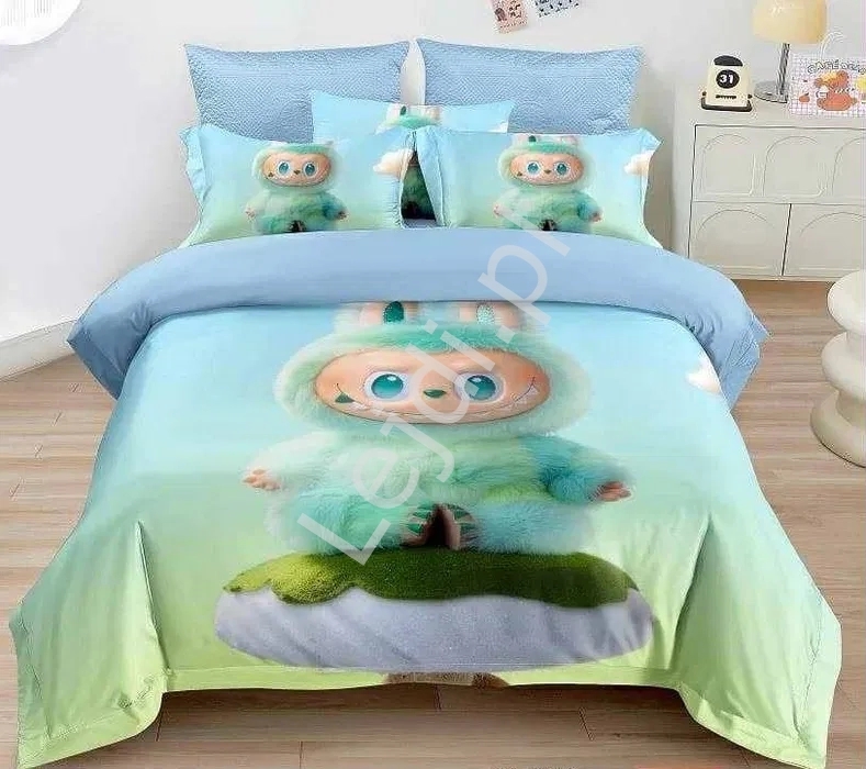 Pociel dziecica Labubu 3 czciowa zielono zielona labubu 160x200 + poduszki 70x80