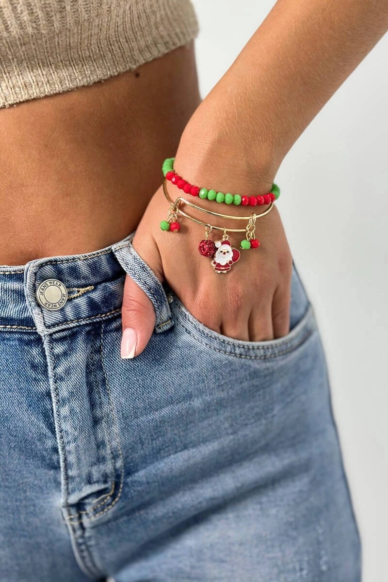 Bransoletka z motywem witecznym SL11-2 Mikoaj z Workiem zielony