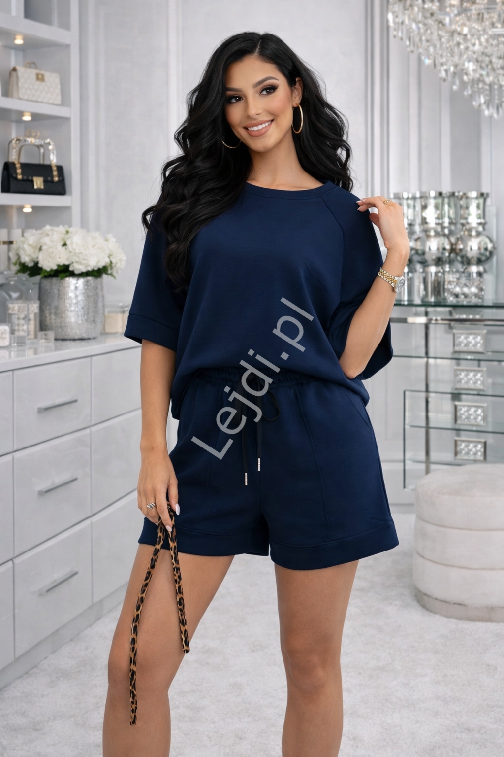 Komplet bluzka mase�ko + kr�tkie spodenki granat 402 W�oski