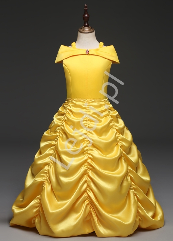 Image of bella sukienka z bajki piękna i bestia, kostium na bal karnawałowy