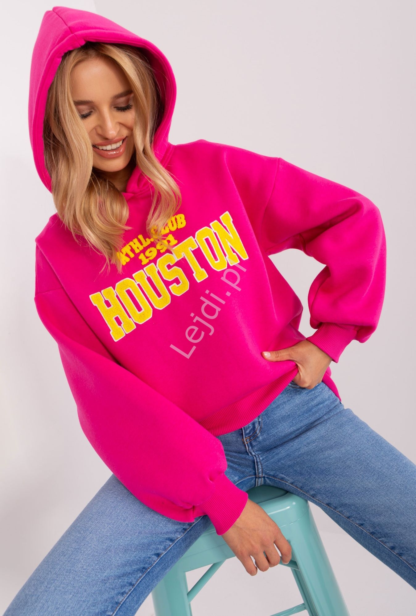 Bluza z kapturem z barankowym napisem HOUSTON
