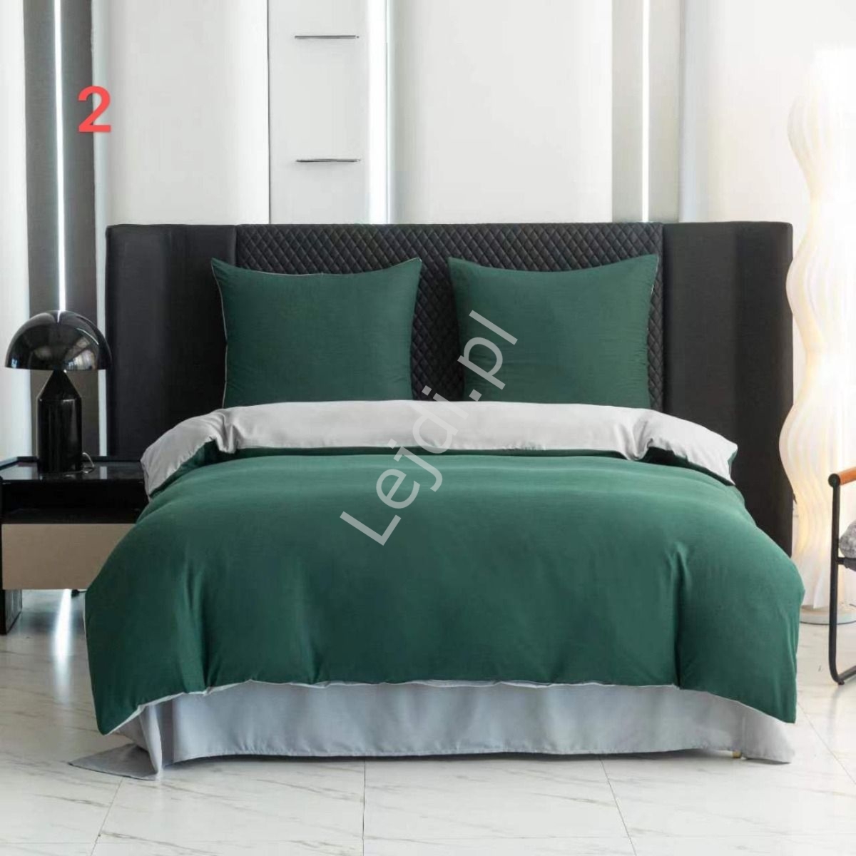 Elegancki zielony gładki komplet pościeli 3 częściowy 160cm x 200cm + poszewka na poduszkę 2x 70x80, Polski Producent