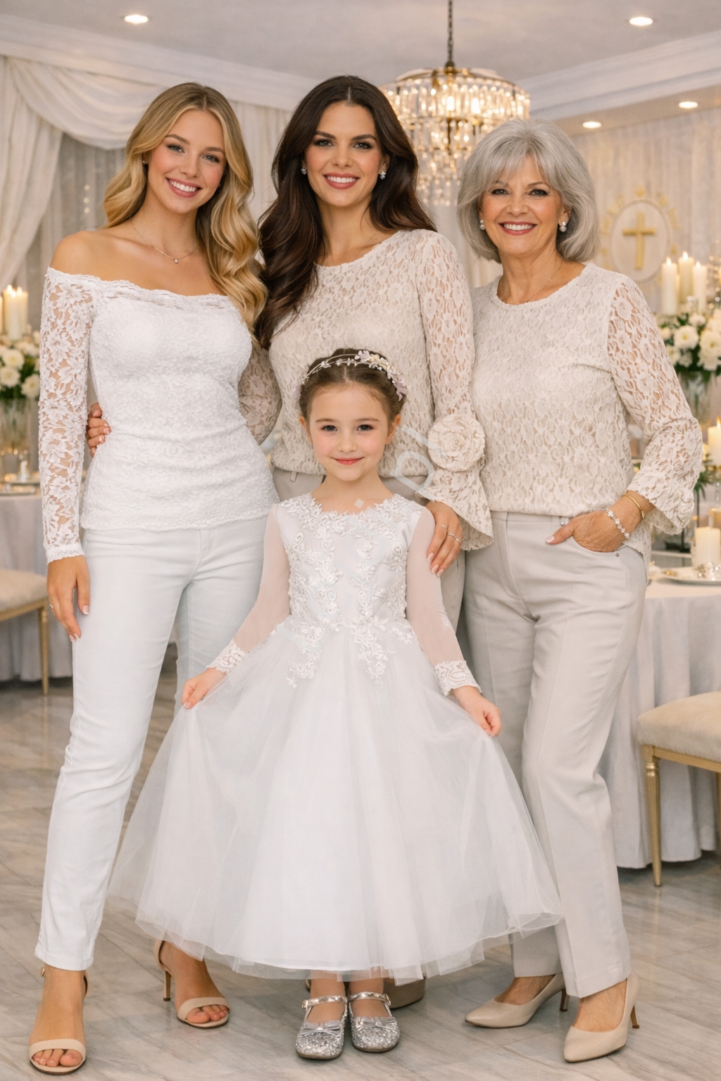 Biała sukienka dla dziewczynki, elegancka sukienka na komunię, sukienka komunijna z tiulowymi rękawami