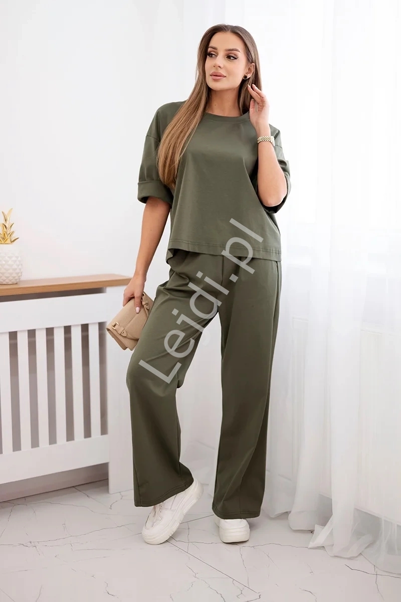 Komplet damski dresowy khaki 2741