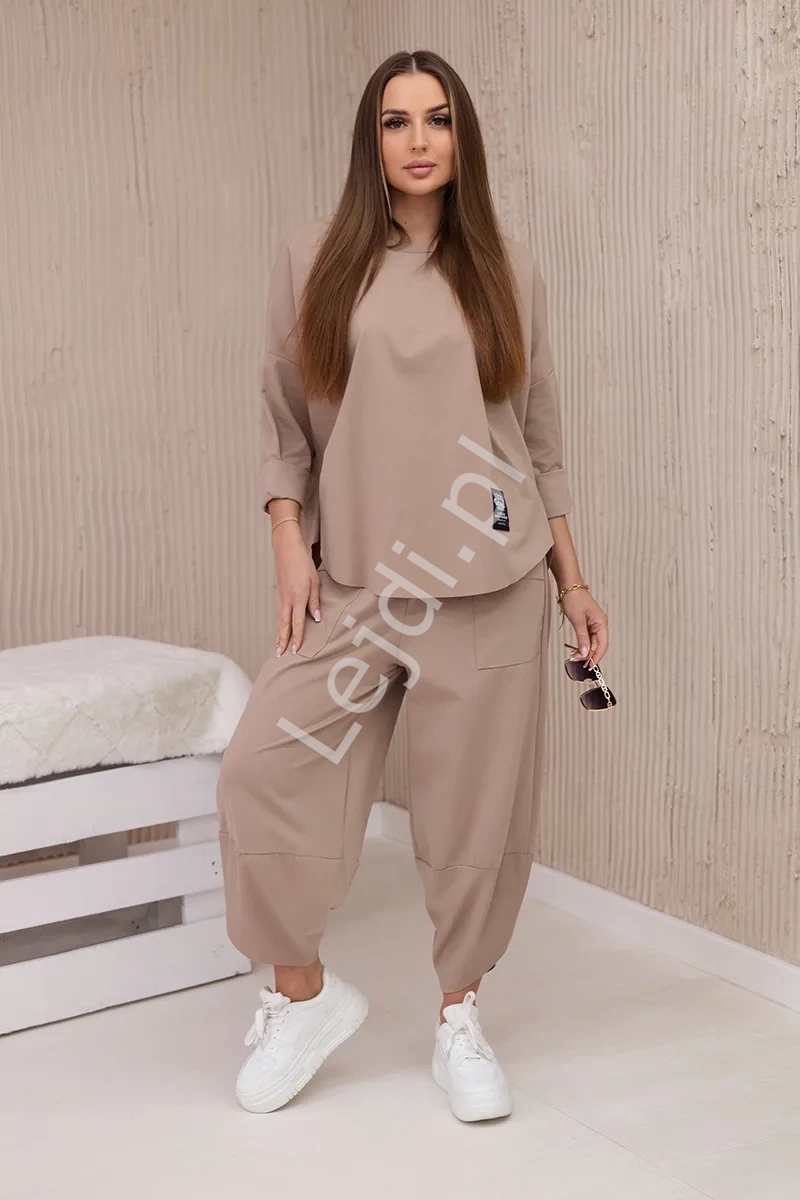 Komplet new punto bluza + spodnie karmel