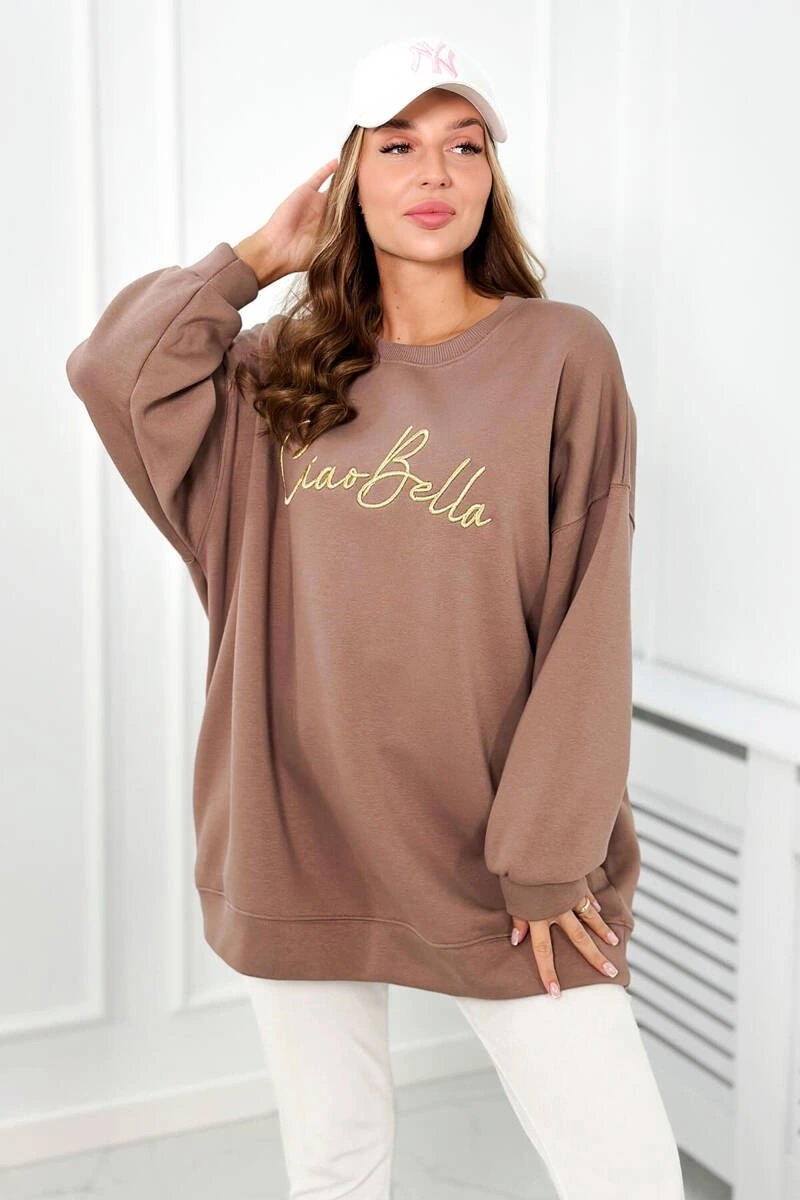 Image of Bluza ocieplana z napisem Ciao Bella mocca