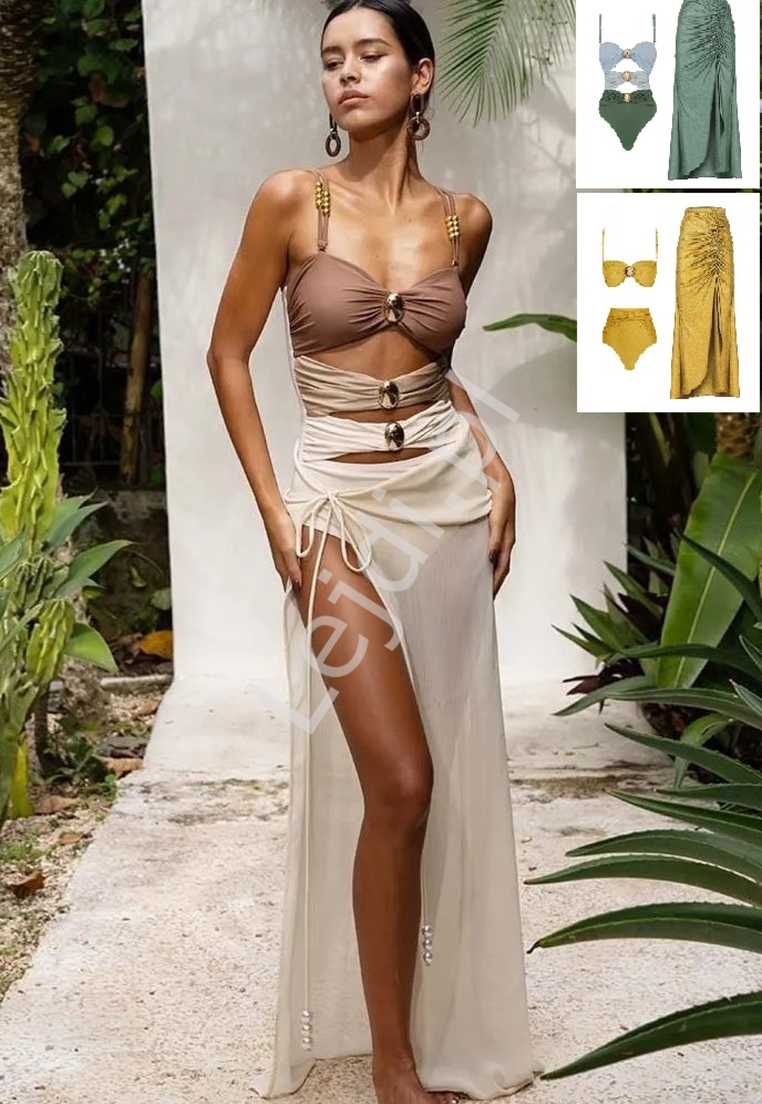 Jednoczęściowy kostium damski + pareo - komplet kąpielowy na plaże , 3 kolory