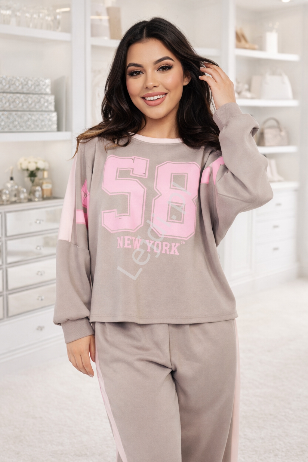 Komplet damski dresowy mokka, dresy damskie 58 New York