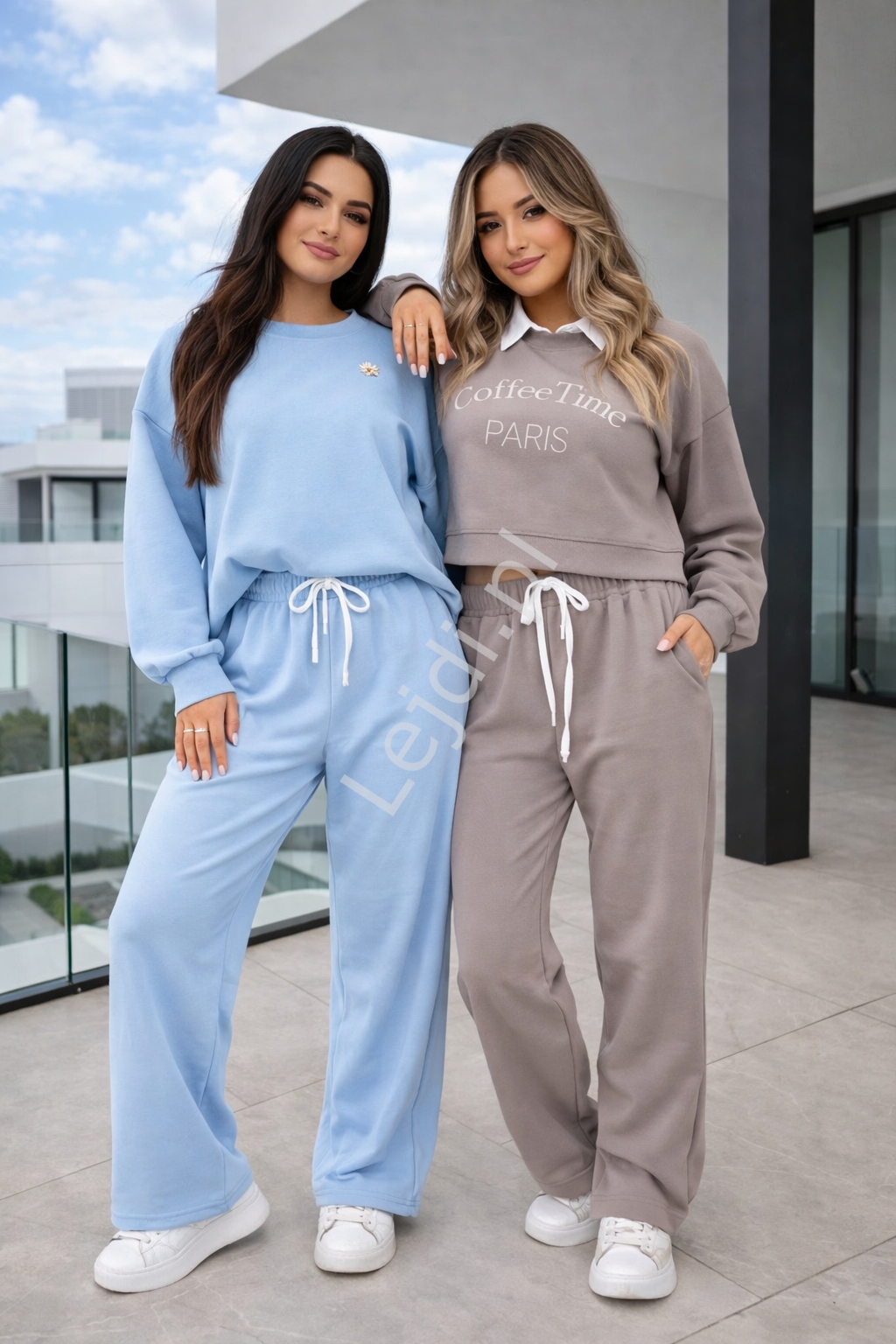 Komplet damski COFFEE TIME PARIS capuccino z ko�nierzykiem 22212