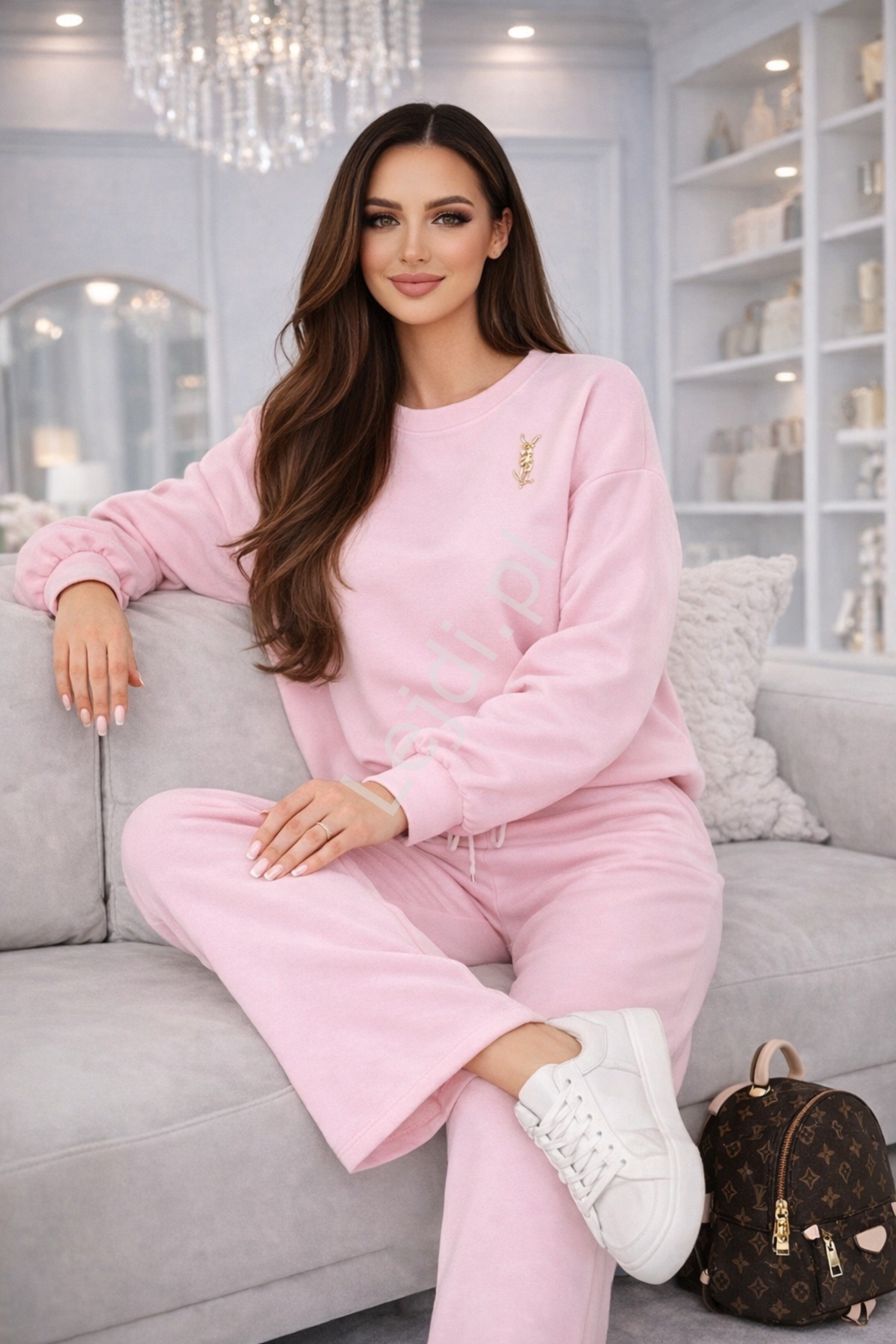  Komplet damski BETTER NOW cukierkowo różowy z broszką 2193