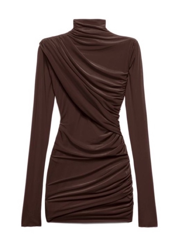 Aniye By - Drapowana Mini Sukienka Z Długimi Rękawami 