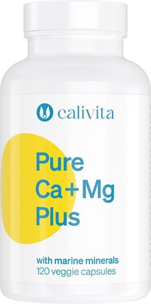 Pure Ca + Mg Plus 120 roślinnych kapsułek Pure Ca + Mg Plus D3 i K2 MK-7 - wysoka przyswajalność - formuły Aquaminreg;F, Aquaminreg;Magnesium