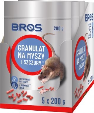 Zdjęcia - Odstraszacz owadów i zwierząt BROS Granulat na myszy i szczury 5 x 200g 