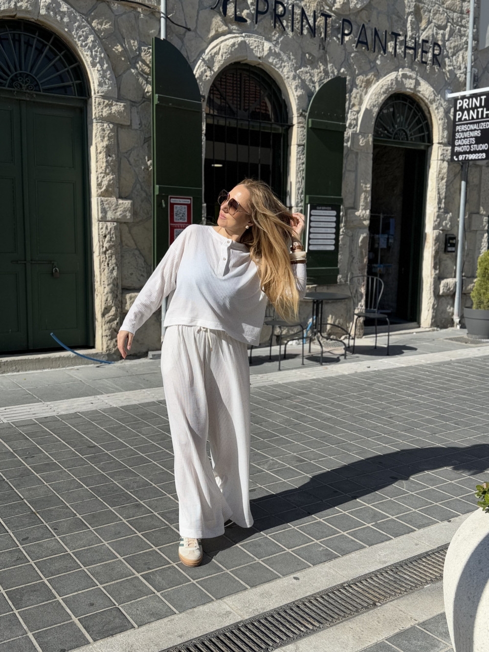 Bluzka damska oversize 155 ecru melanż