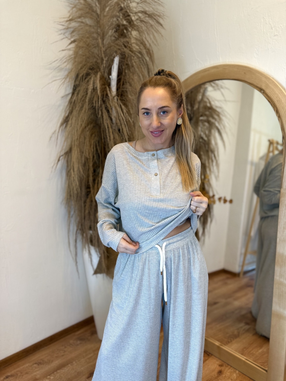 Bluzka damska oversize 155 szary melanż