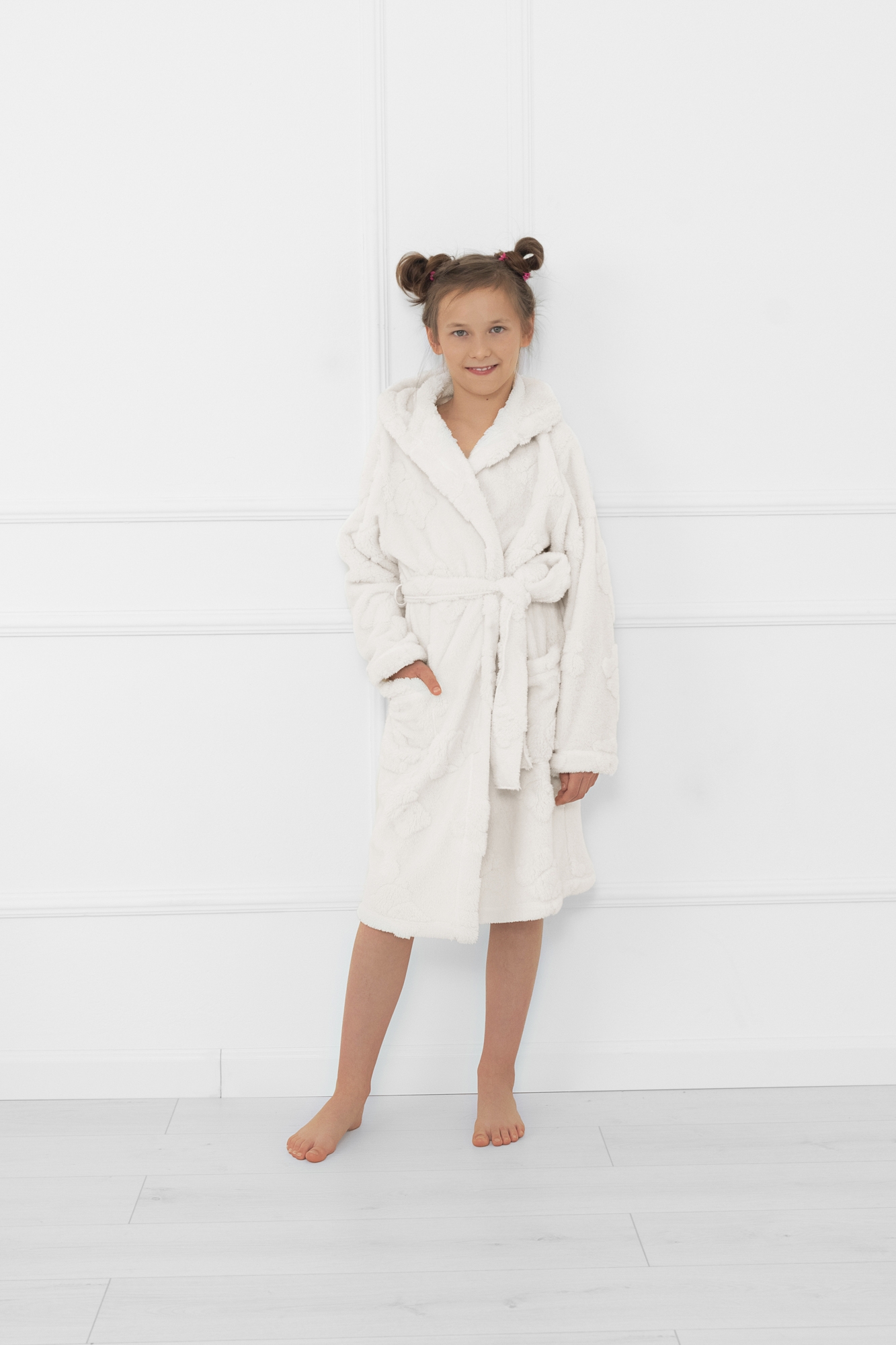 Szlafrok dziewczęcy długi rękaw Miśka