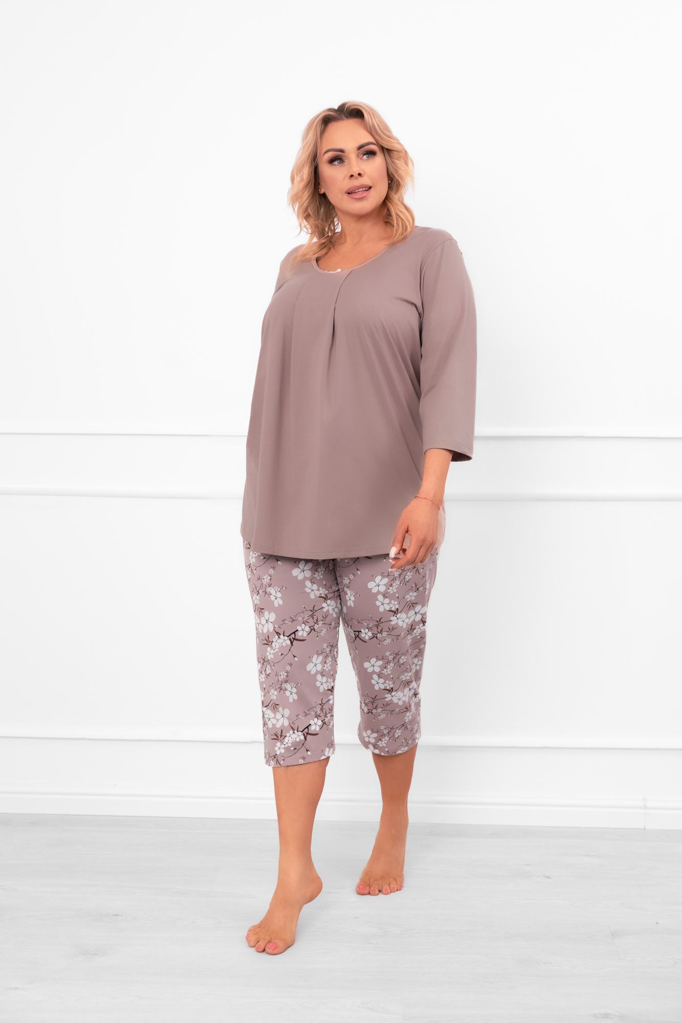 Piżama damska 3/4 rękaw, 3/4 spodnie Oszima