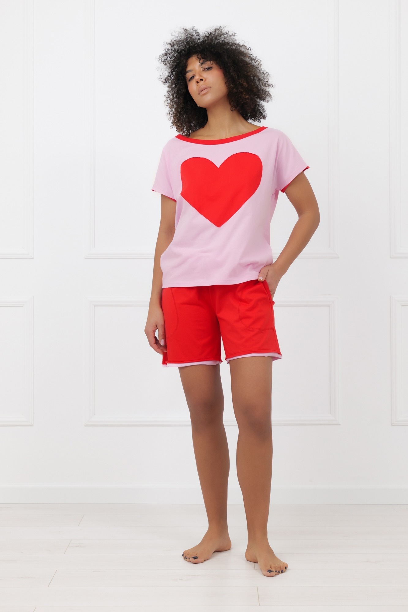 Piżama damska krótki rękaw, krótkie spodnie Sabrina