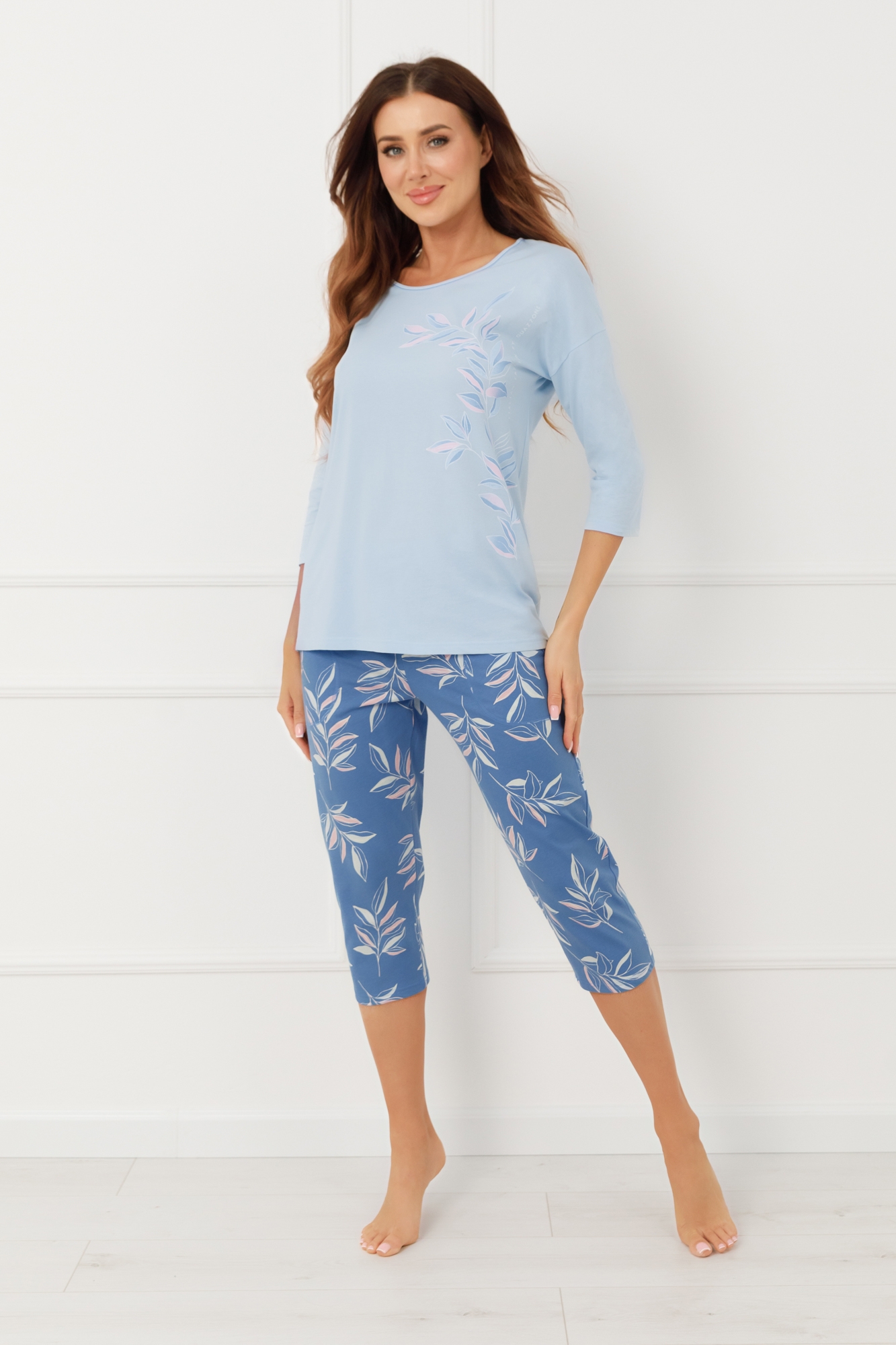 Piżama damska 3/4 rękaw, 3/4 spodnie Erula