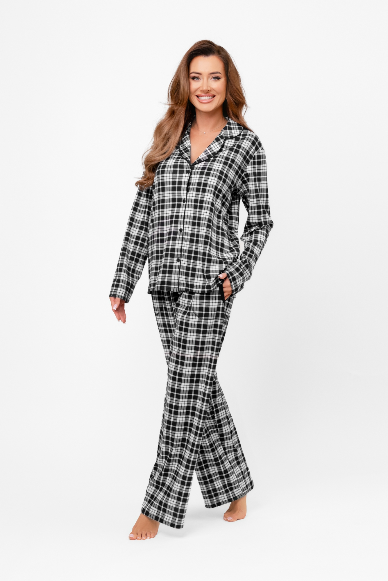 Piżama damska długi rękaw, długie spodnie Klara