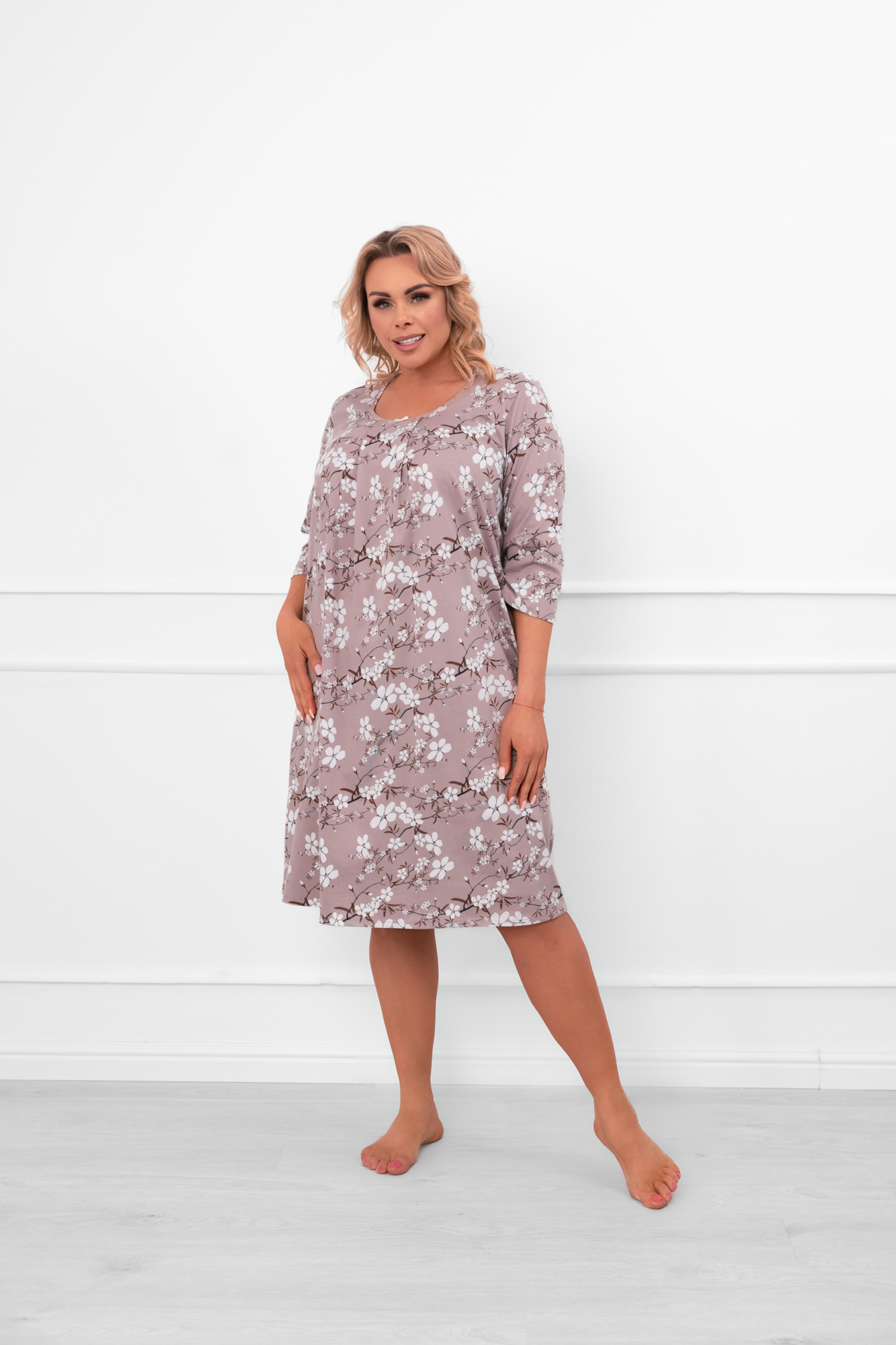 Koszula nocna damska 3/4 rękaw Oszima