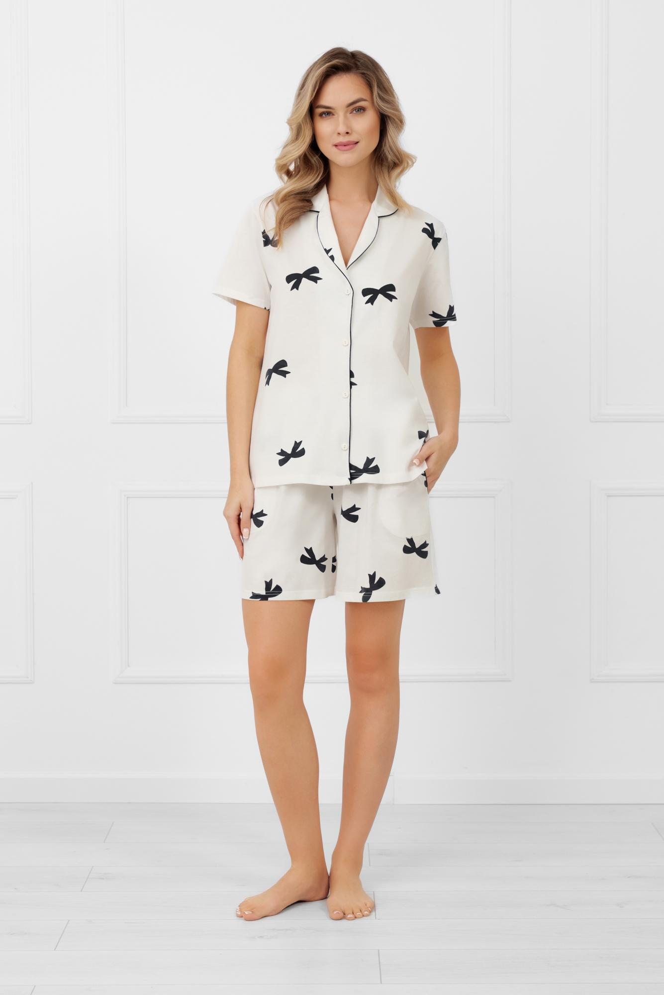 Piżama damska krótki rękaw, krótkie spodnie Fiocca