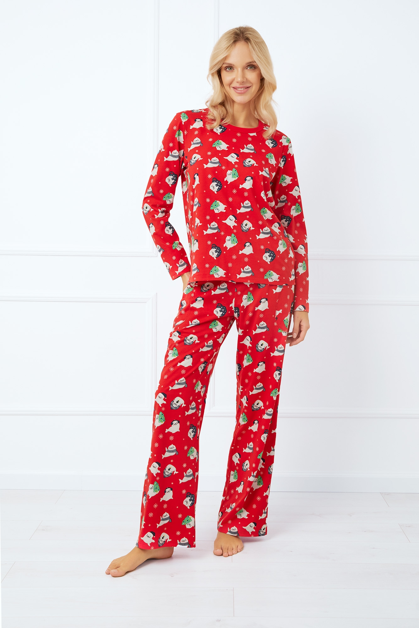 Elder piżama damska długi rękaw, długie spodnie