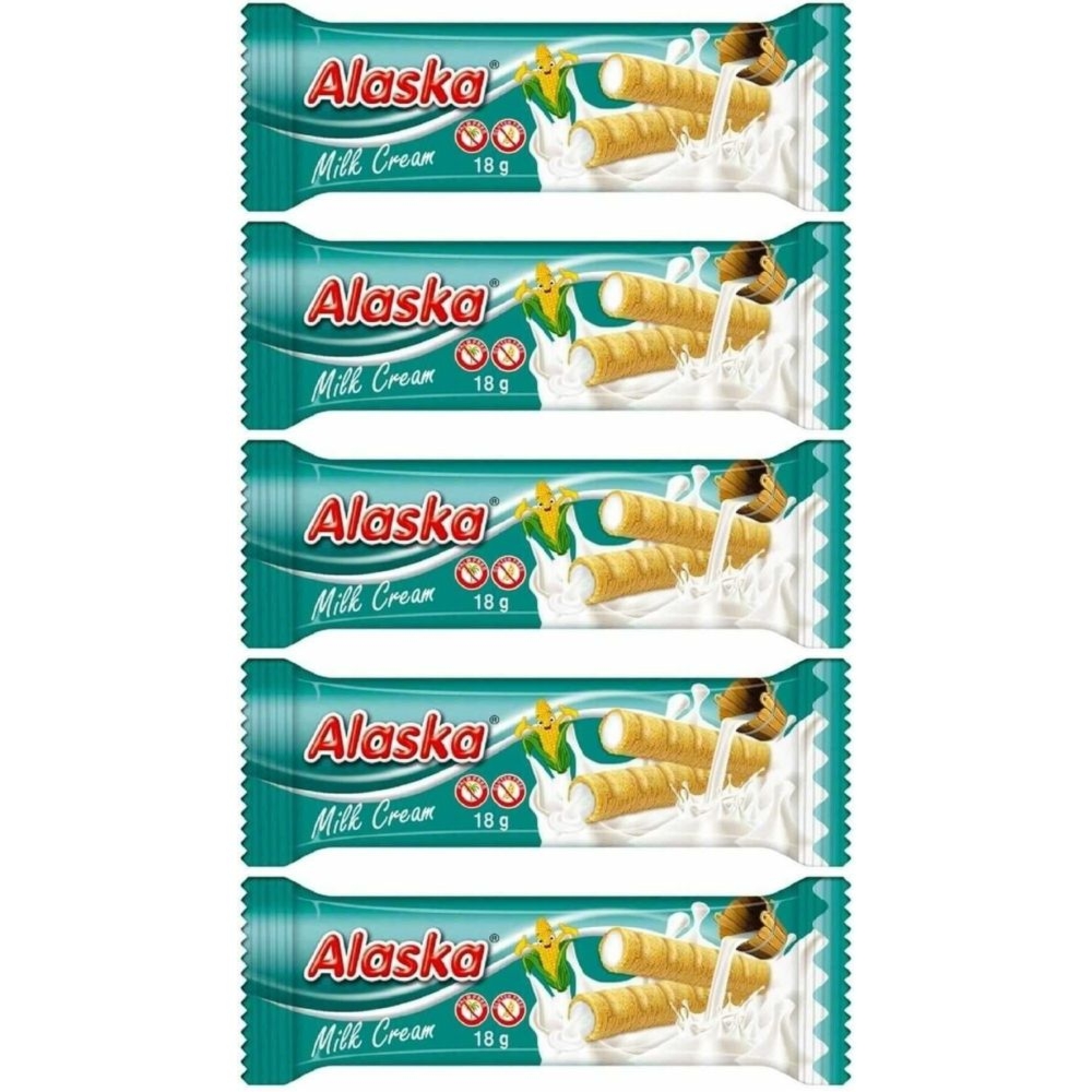 5 x Rurki Kukurydziane z Kremem Mlecznym Bezglutenowe 18 g - Alaska