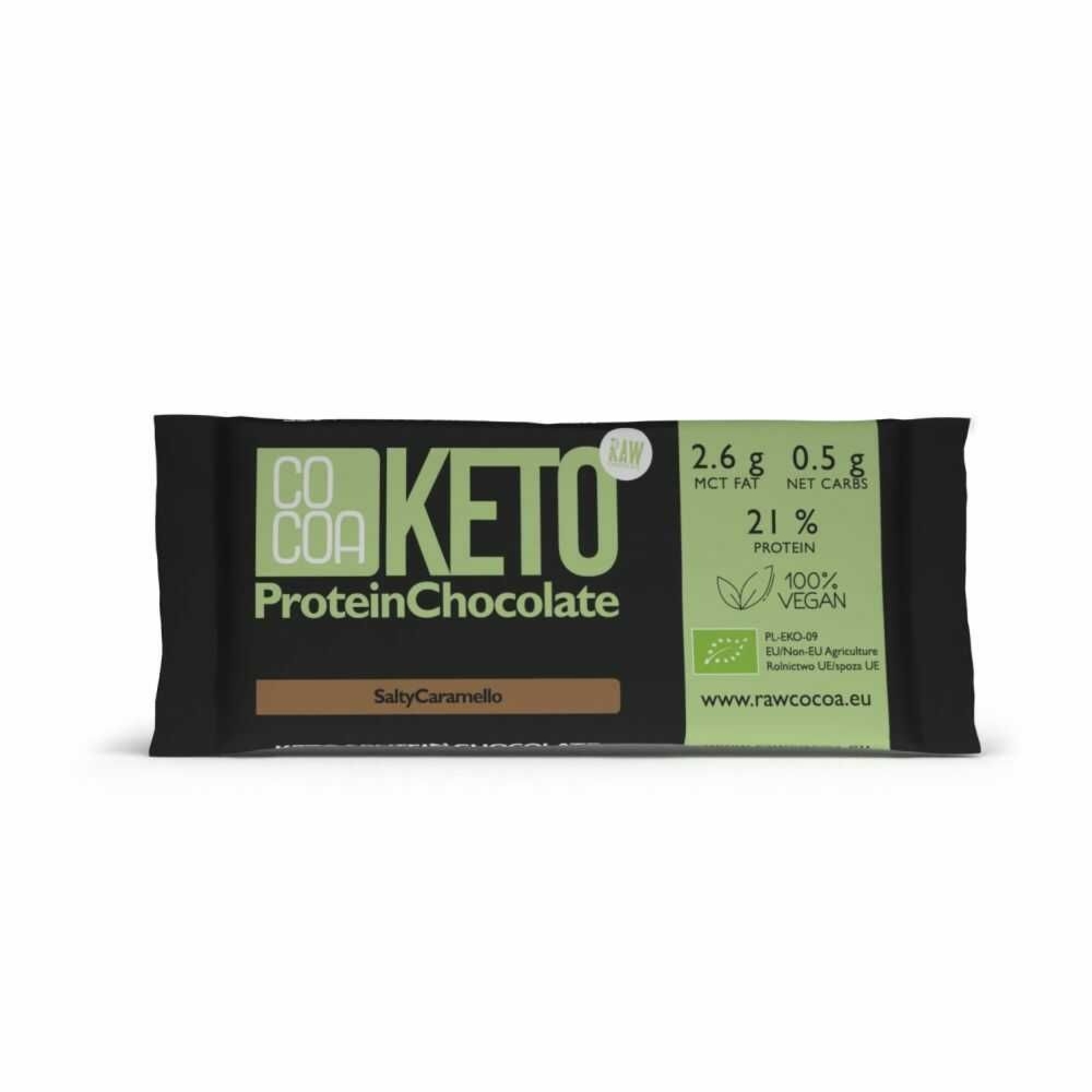 Czekolada Keto z Proteiną Słony Karmel Bio 40 g - Cocoa