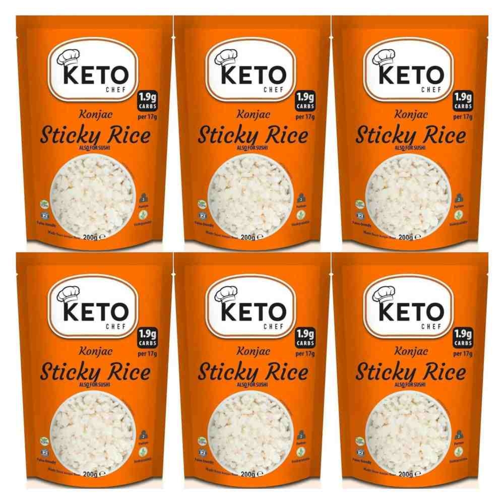 6 x Makaron Konjac w Kształcie Ryżu (Sticky Rice) do Sushi 200 g - Keto Chef