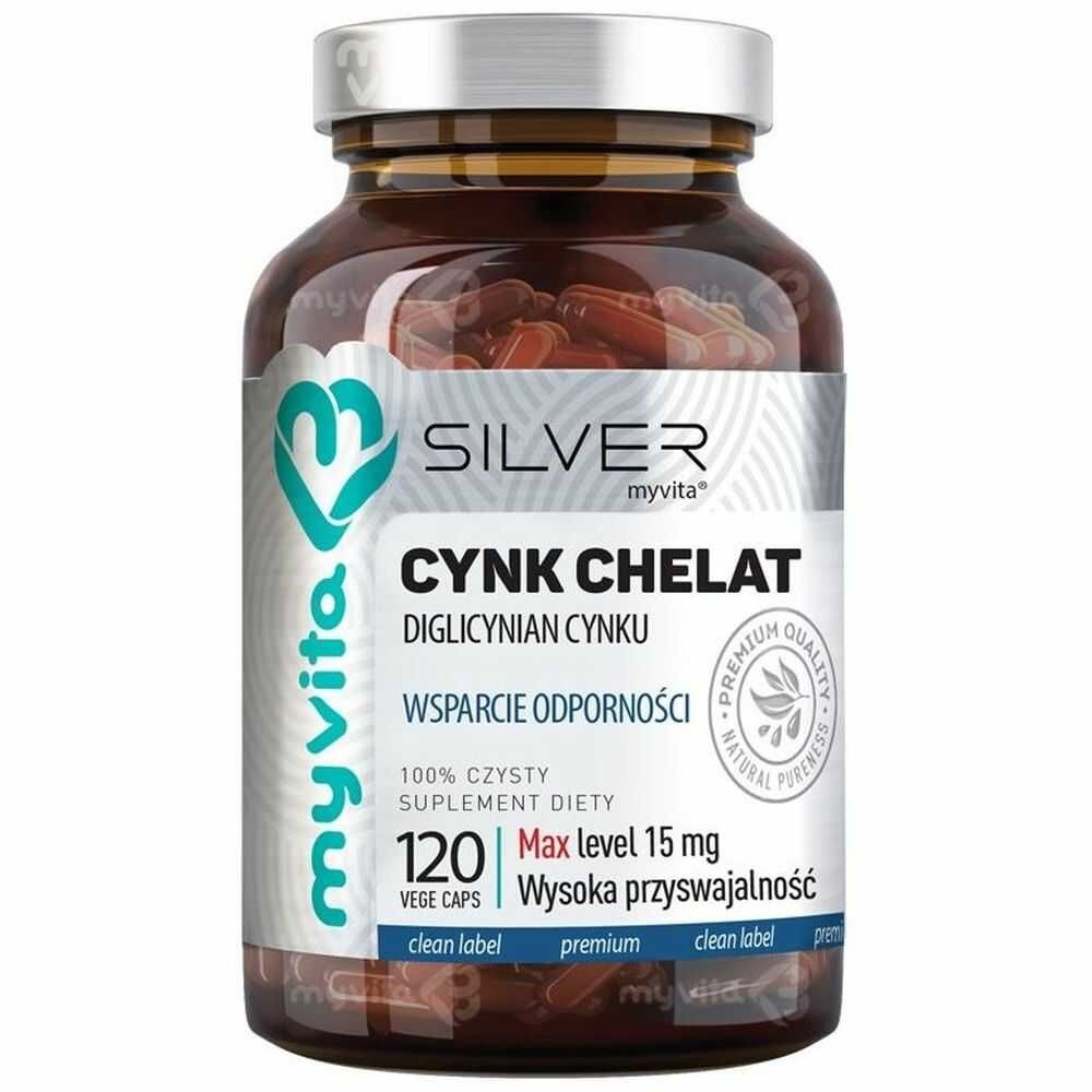 Zdjęcia - Witaminy i składniki mineralne Silver Pure Cynk Chelat  120 Kapsułek - MyVita(Diglicynian Cynku)