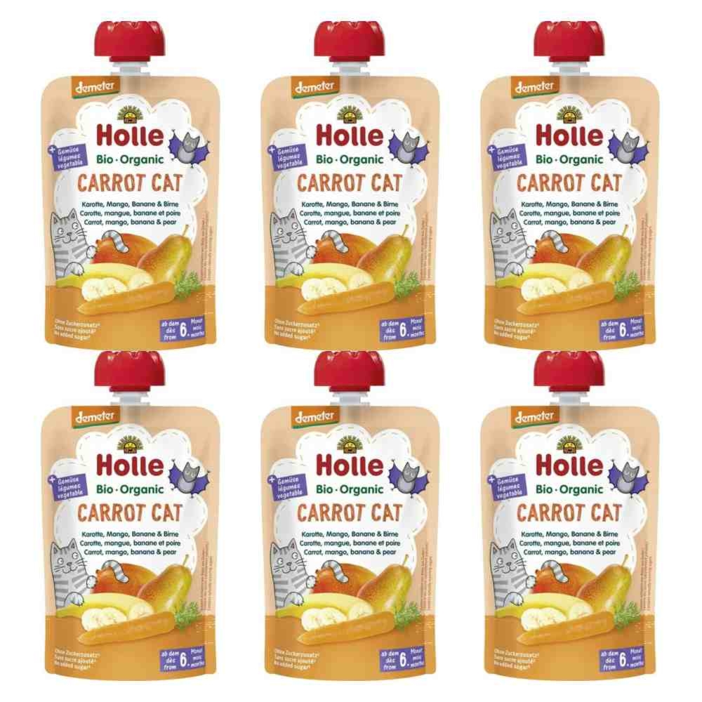 6 x Mus Owocowy z Warzywami Marchewkowy Kotek (Marchewka, Mango, Banan, Gruszka) Bio Demeter 100 g - Holle