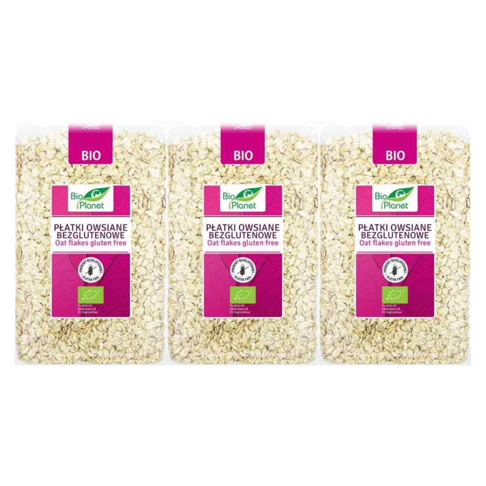 Zestaw 3 x Płatki Owsiane Bezglutenowe Bio 1 kg Bio Planet