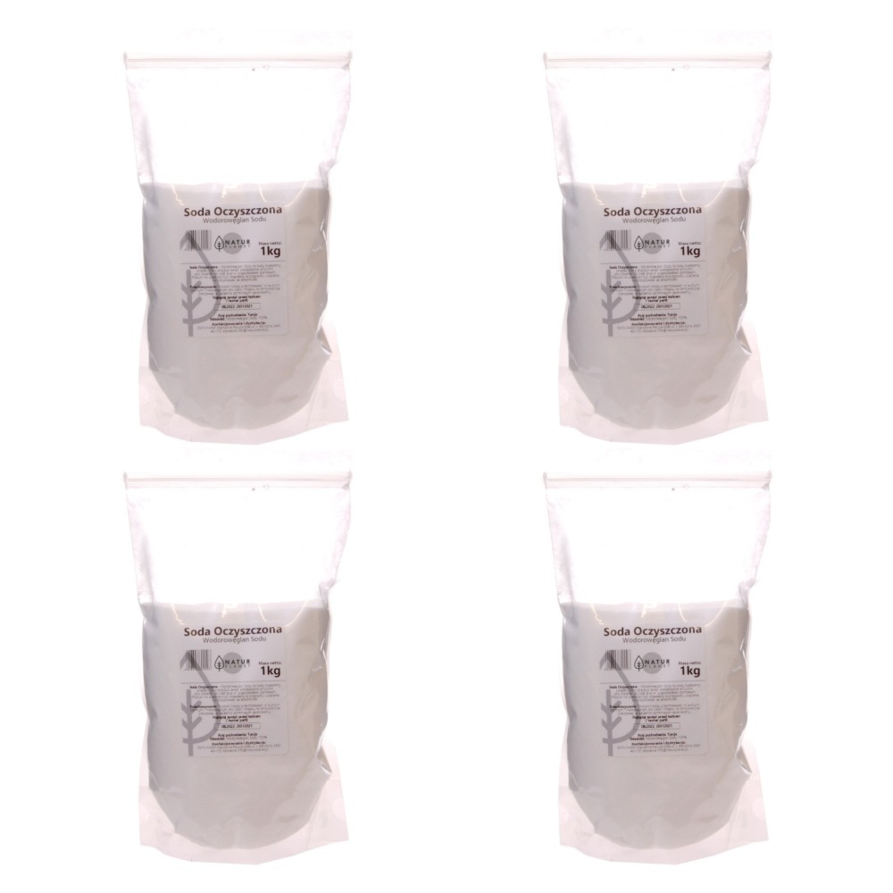 Zestaw 4 x Wodorowęglan Sodu Soda Oczyszczona Proszek 1 kg - Natur Planet