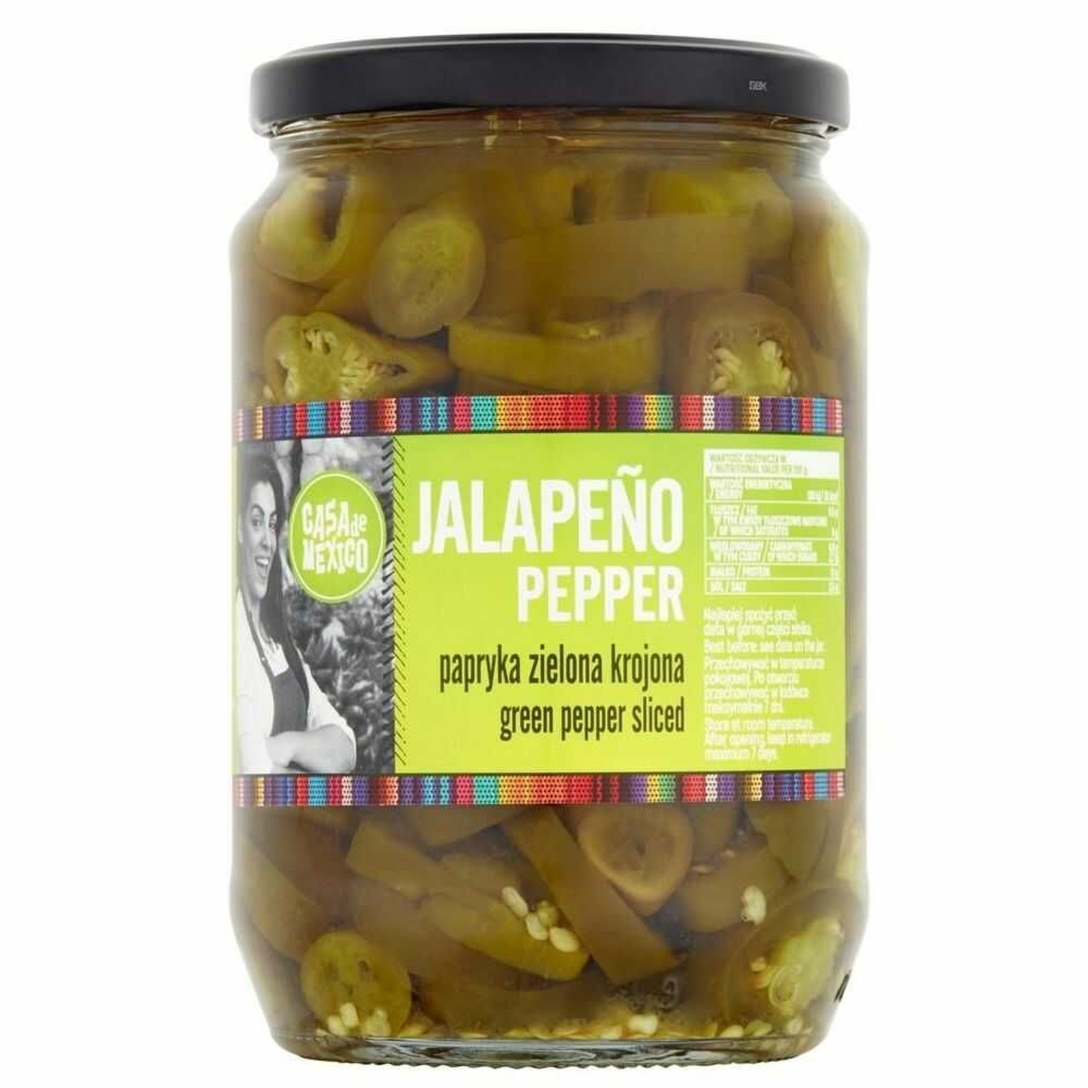 Papryka Jalapeno Zielona Krojona 670 g - Casa de Mexico